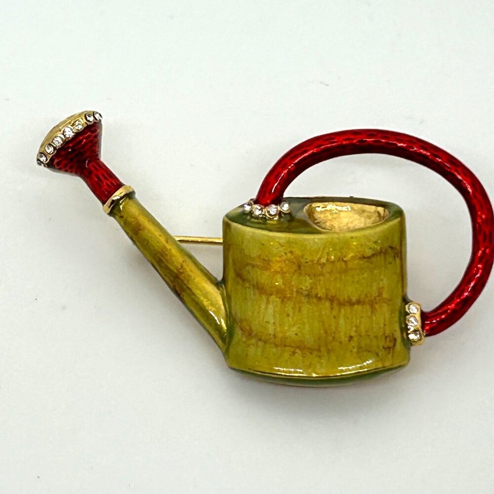 Metropolitan Museum of Art Brooch, inspired by Faberge's Watering Can Red Handle